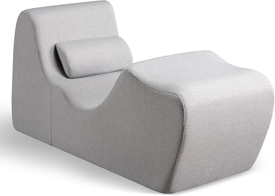 Zinus Lotus Zero Gravity Chaise Lounger, Foam Recliner for Living Room, Ergonomic Positioning for Better Relaxation, Pillow Included, No Assembly, Light Grey