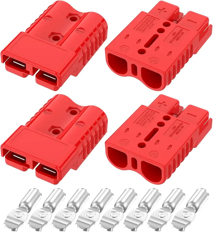 Anderson Connector 175A 600V Battery Quick Connect/Disconnect for 1/0-4 AWG Cables, Anderson Plug for Winch, Trailer, RV, Forklift (Red, 4 PCS)