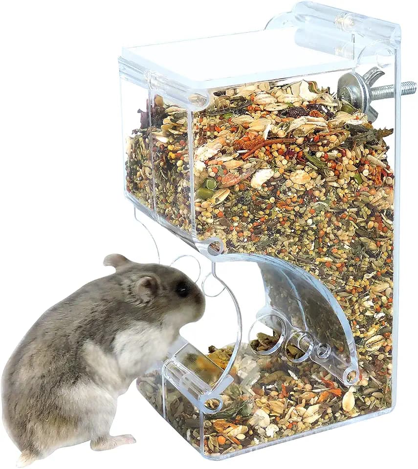 Andiker Automatischer Hamster-Futterspender, 300 ml, transparentes Acryl, Futterautomat für Hamster, Igel, Eichhörnchen, Meerschweinchen und Vögel (300 ml)