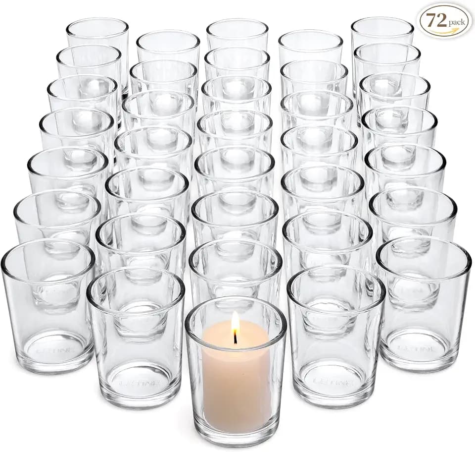 LETINE 72-Pack Votive Candle Holders, Clear Glass Tea Light Candle Holder