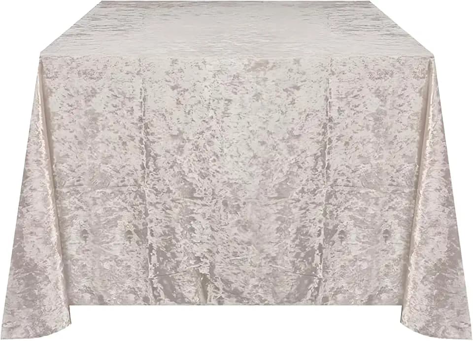 Ivory Velvet Square Tablecloth - (54") 1 Pc. - Perfect for Weddings, Dinners, Parties, or Casual Dining