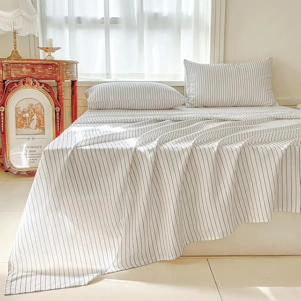 NSNLGSGC Black & White Striped Full Sheet Set
