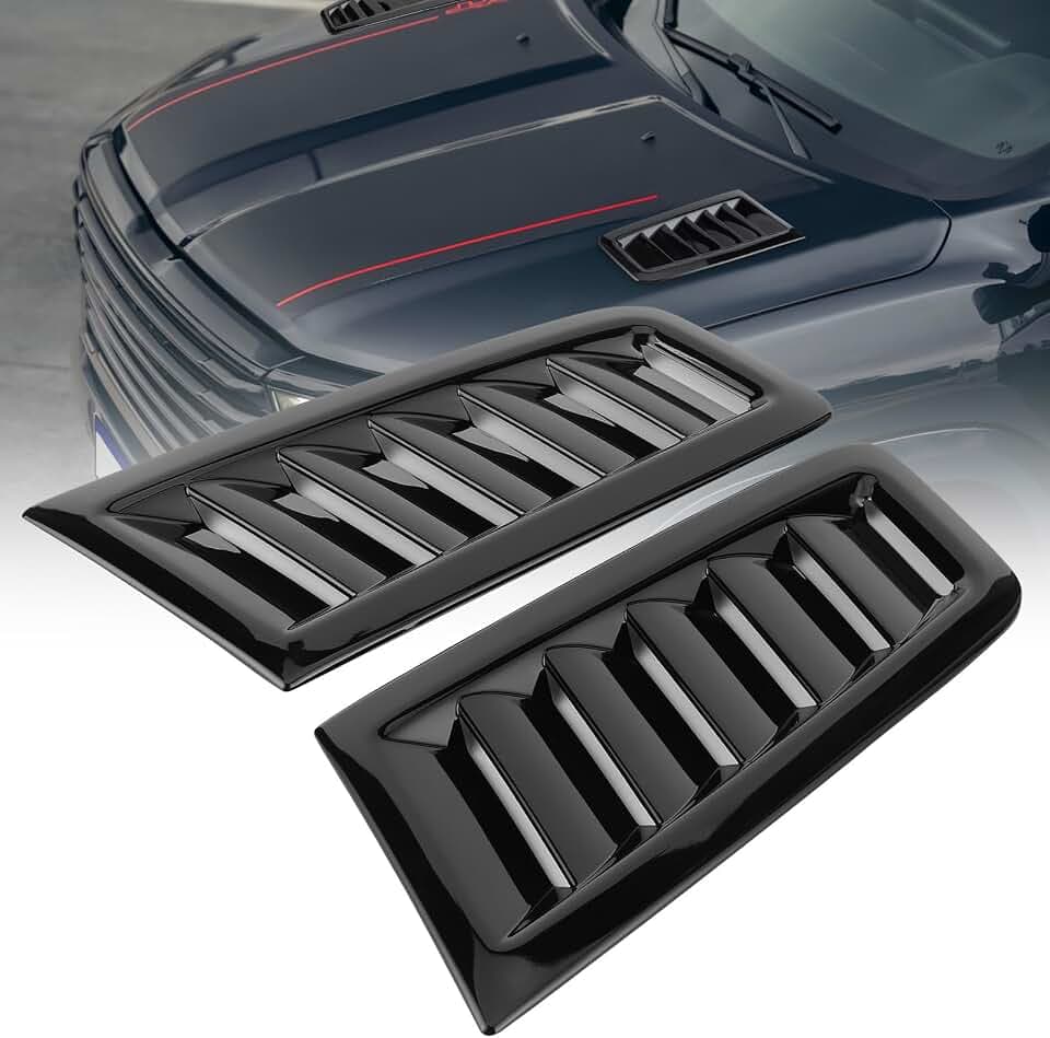 2Pcs Universal Lufteinlass Schaufel, Motorhauben Entlüftung Luftstrom Ansaugschaufel Turbo-Motorhaube Entlüftungshaube Abdeckung für Focus RS MK2 Style (Glänzend schwarz)