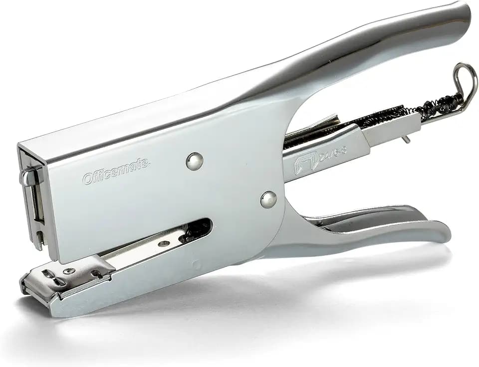 Officemate Classic Plier Stapler Bundle - Quick Rear Spring Loading Stapler, Office Supplies for Desk, Home and School, All-Metal Construction, Silver
