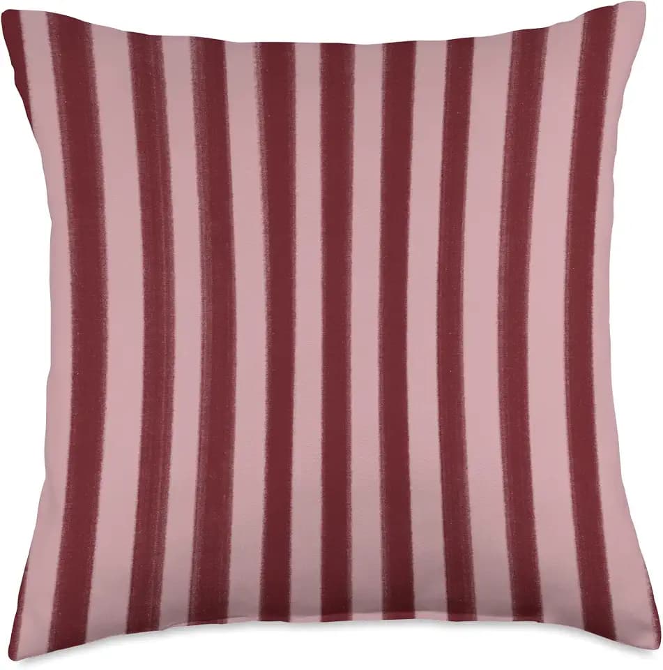 Classic Maroon Red Stripes on Pink Throw Pillow