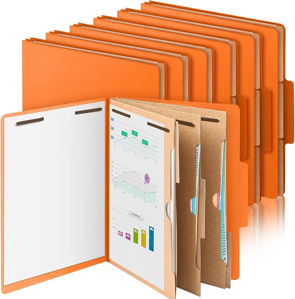 12 Pcs Classification Folders 3 Pocket Dividers Medical Folder, Orange