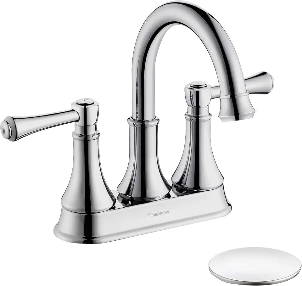 Chrome 4 Inch Centerset Bathroom Sink Faucet 3 Holes with Pop up Drain