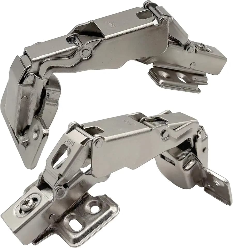 180 Degree Frameless Cabinet Doors Hinges, Concealed Hydraulic Adjustable Mounting, Soft Closing Nickel-Plated Steel Buffer Dampers, 180 Degree Hinge /2Pcs (Full Overlay)