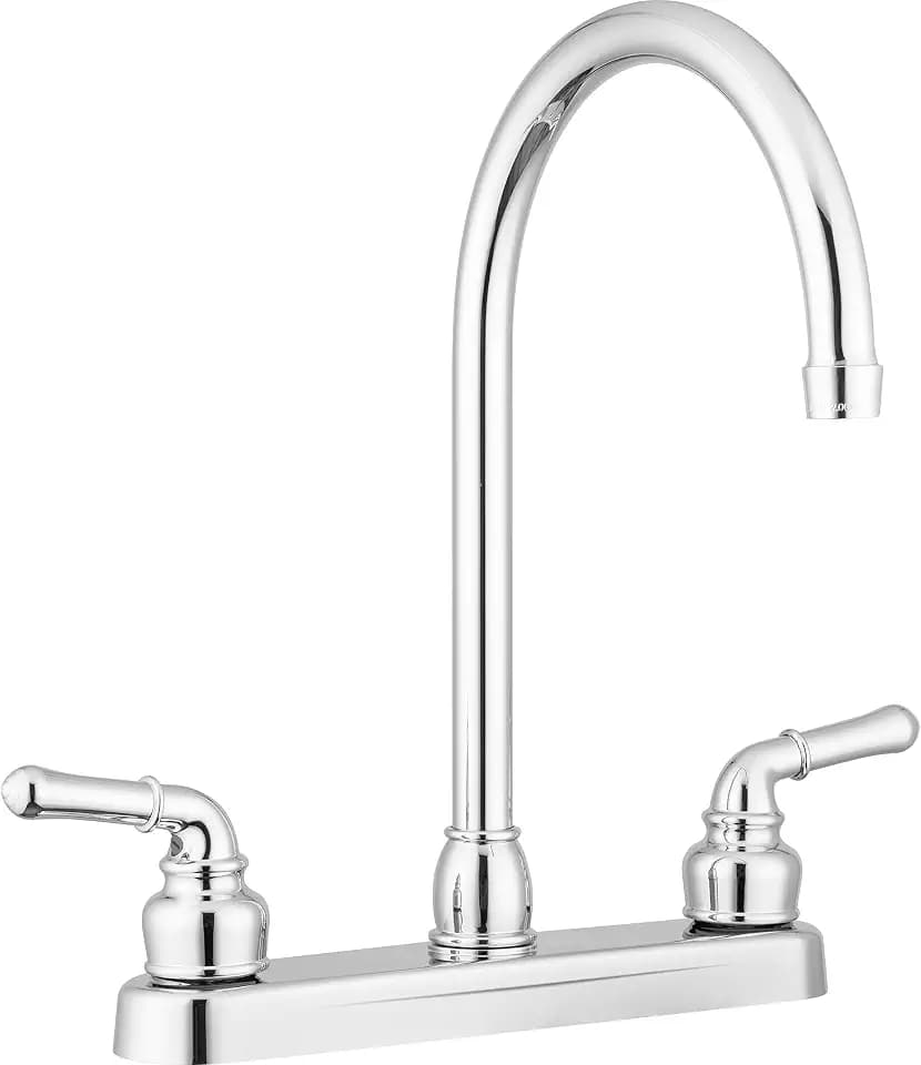 Pacific Bay Lynden Modern High-Arc Kitchen Sink Faucet, Plated ABS (Chrome)