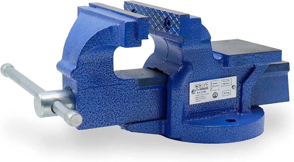 CCLIFE Schraubstock 100 mm feststehend aus Gusseisen für Werkbank