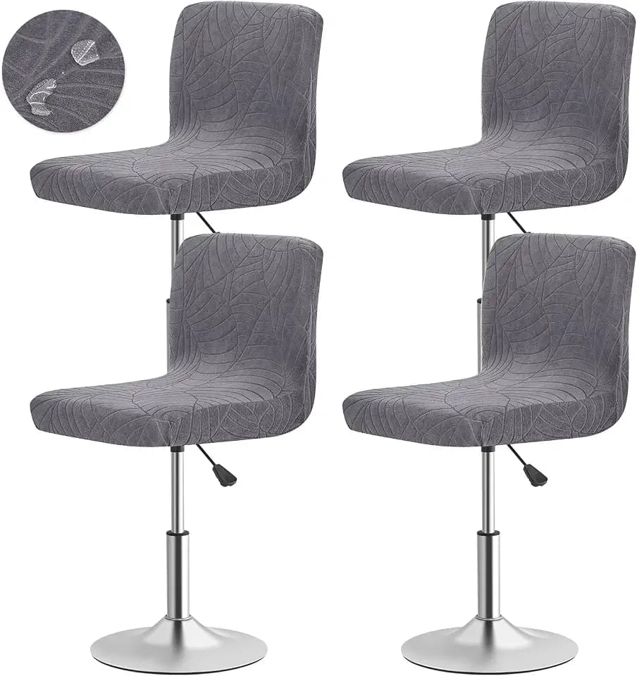 Gollense Waterproof Bar Stool Covers with Short Backs Set of 4, Dark Grey