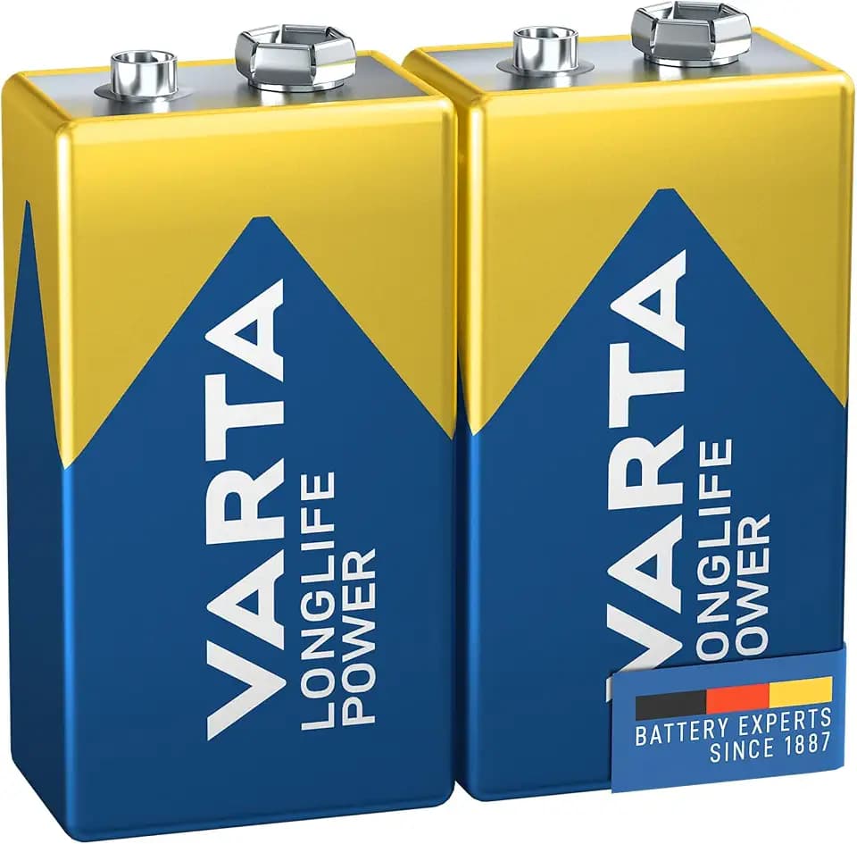VARTA Batterien 9V Blockbatterie, 2 Stück, Longlife Power, Alkaline, für Rauchmelder, Brand- & Feuermelder, Mikrofon