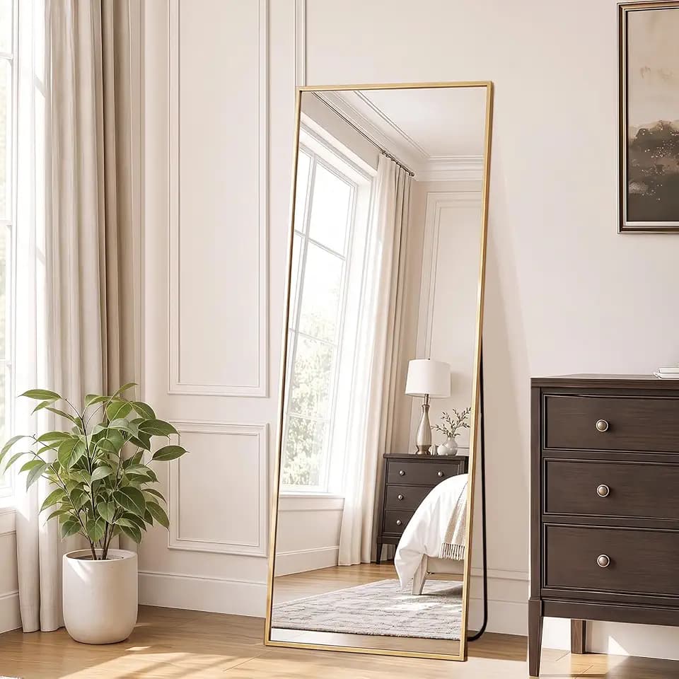 DUMOS 56"x15" Full Length Mirror with Stand, Full Body Floor Mirror
