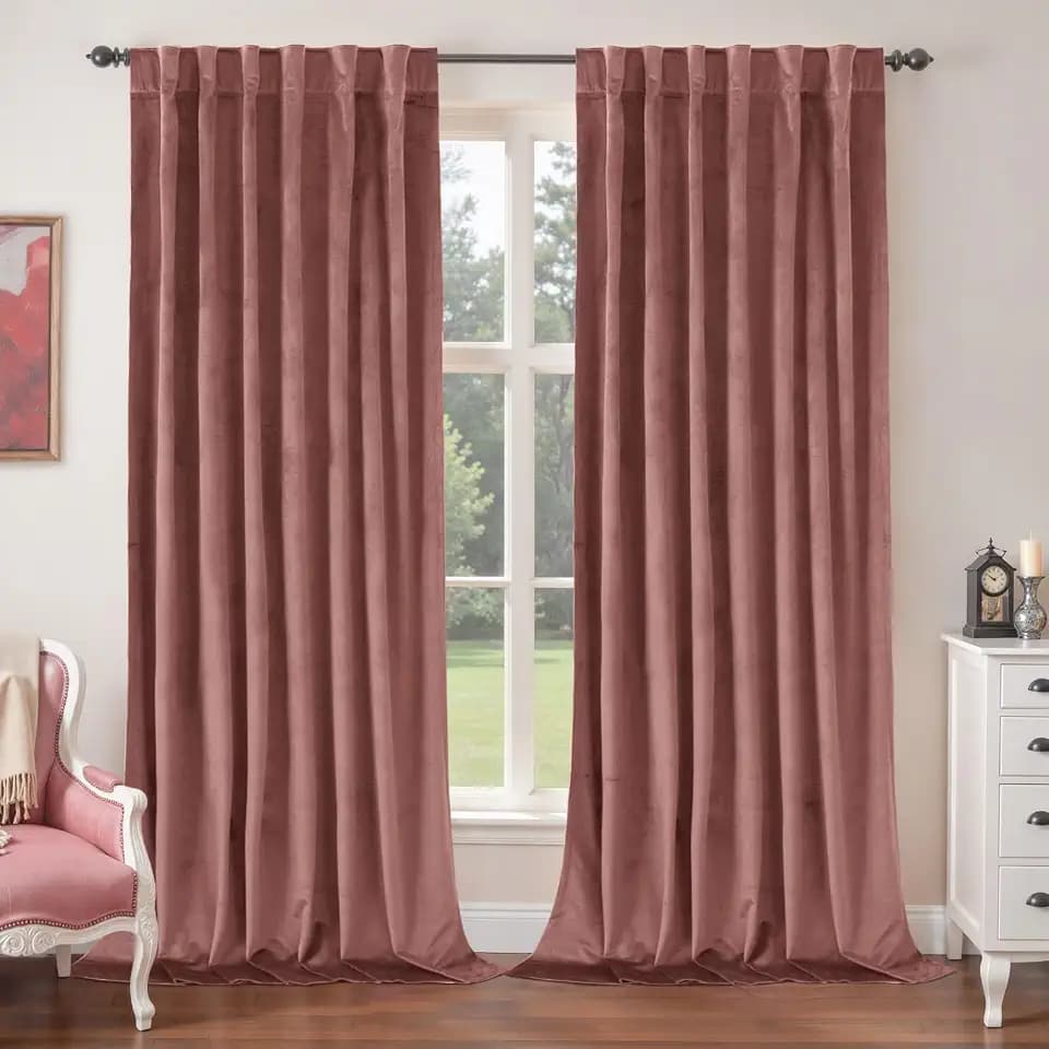 BGment Dusty Rose Pink Velvet Curtains for Living Room, 52 x 102 Inch