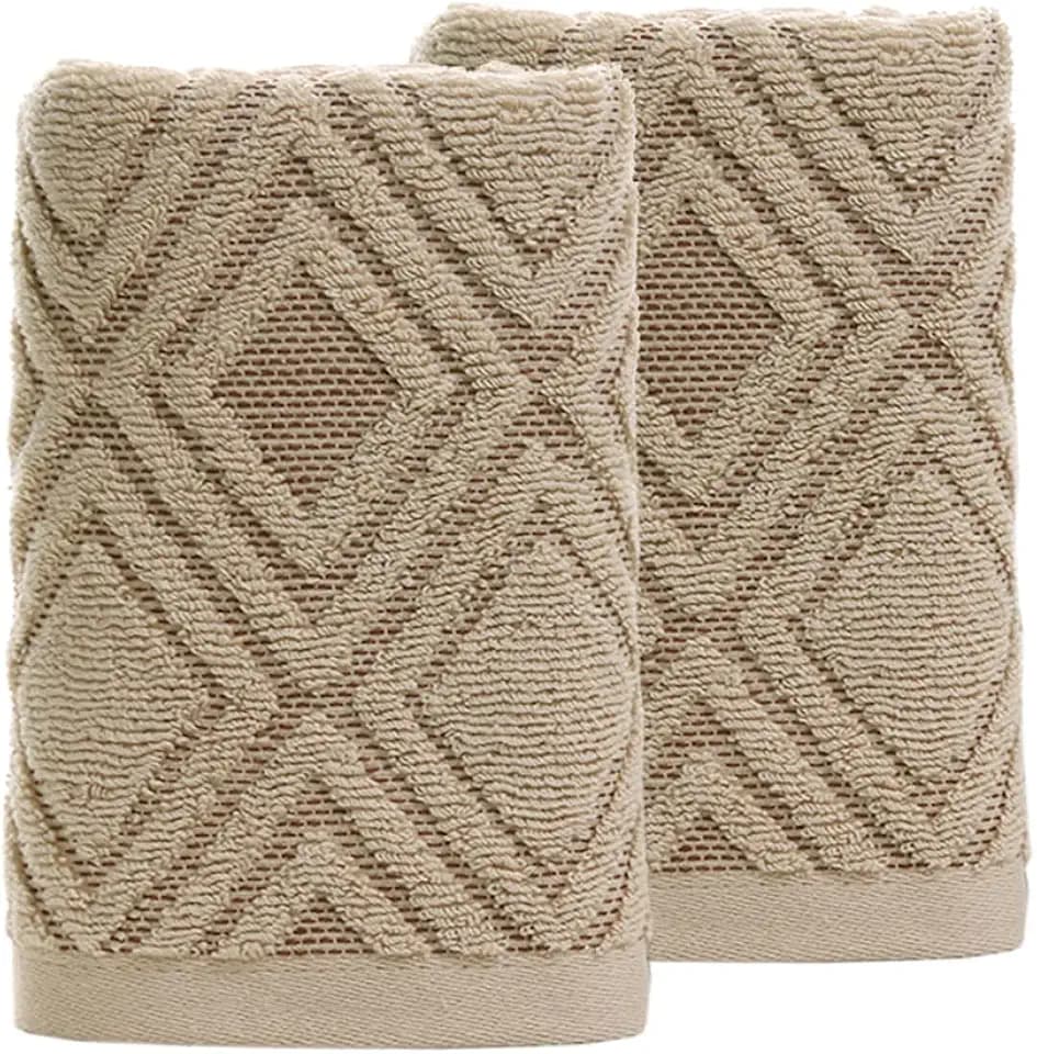 Pidada Diamond 100% Cotton Hand Towels Set of 2 for Bathroom (Brown)