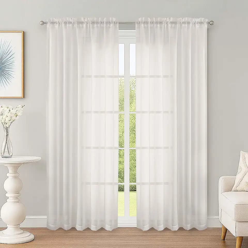 OWENIE Ivory Sheer Curtains 78 Inch Long 2 Panels for Living Room 59" Wide