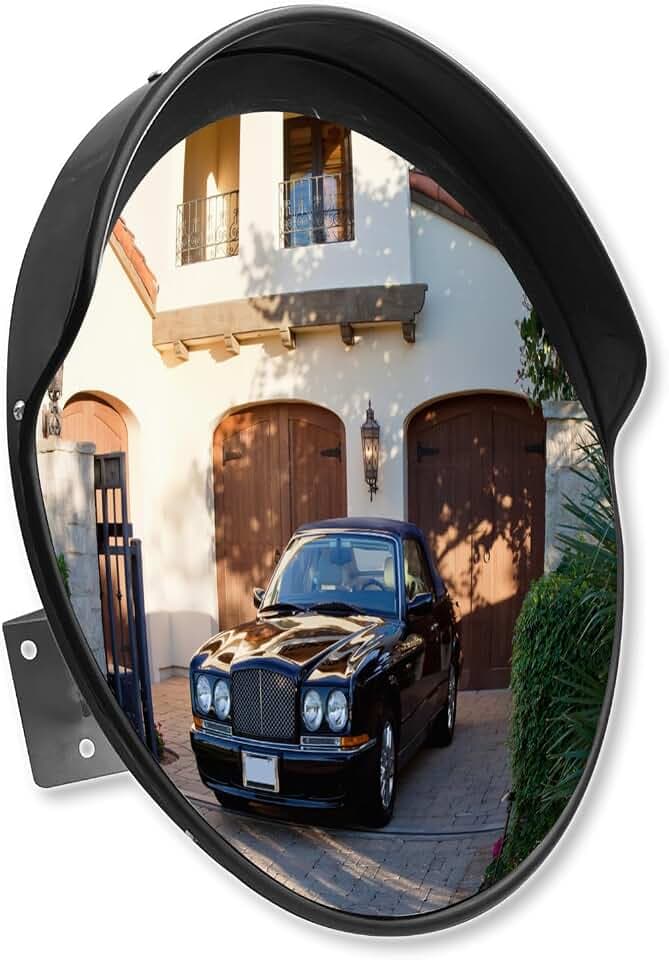 SecurityMan 18 Inch Convex Mirror for Blind Spots - Shatterproof with Adjustable 90° Fisheye View - Outdoor and Indoor Safety Mirror for Driveways, Garages, and Hallways