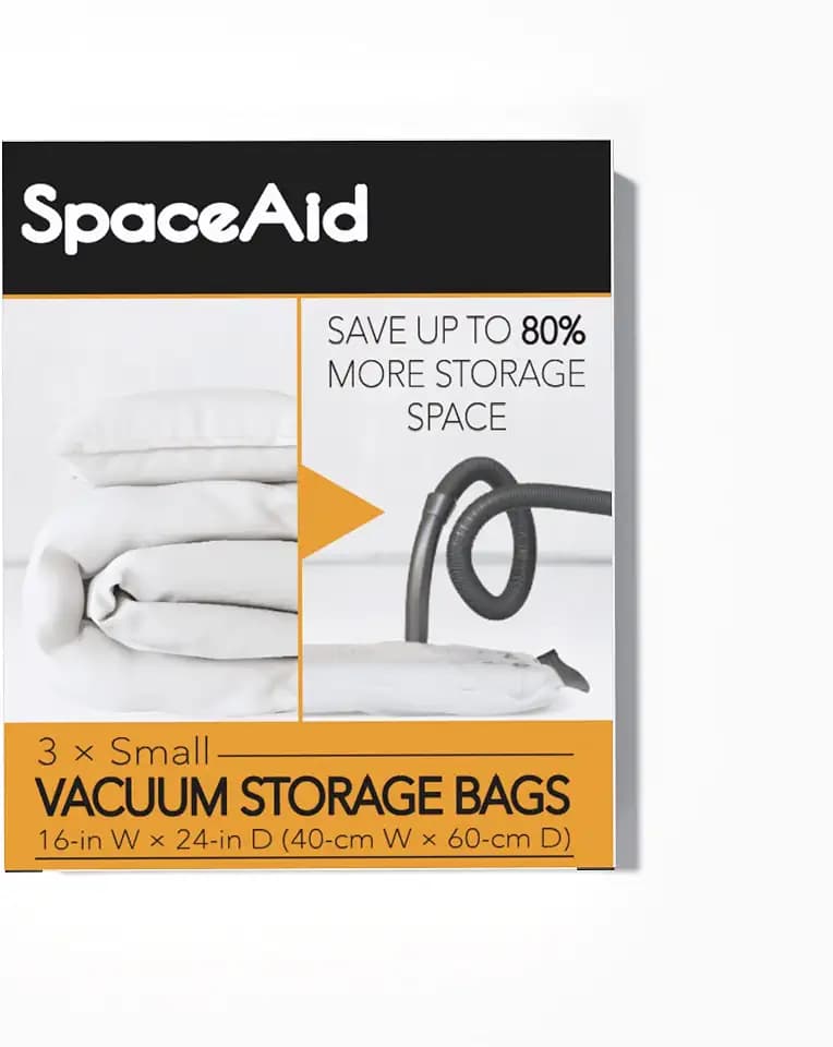 SpaceAid Vacuum Storage Bags, Space Saver Sealer Compression Bags for Comforters, Blankets, Pillows, Bedding, Clothes (Small 3 Pack)