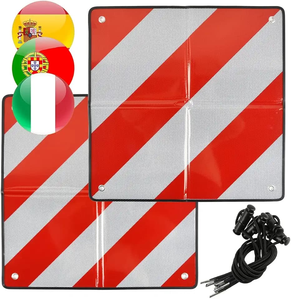 1 Stück 3 in 1 Warntafel, Rot Weiß Warnschild 50x50cm,Reflektierendes Warnschild enthält 4 Schnürösen,Warntafel Italien Fahrradträger eignet sich für Fahrradträger, Racks und Autos