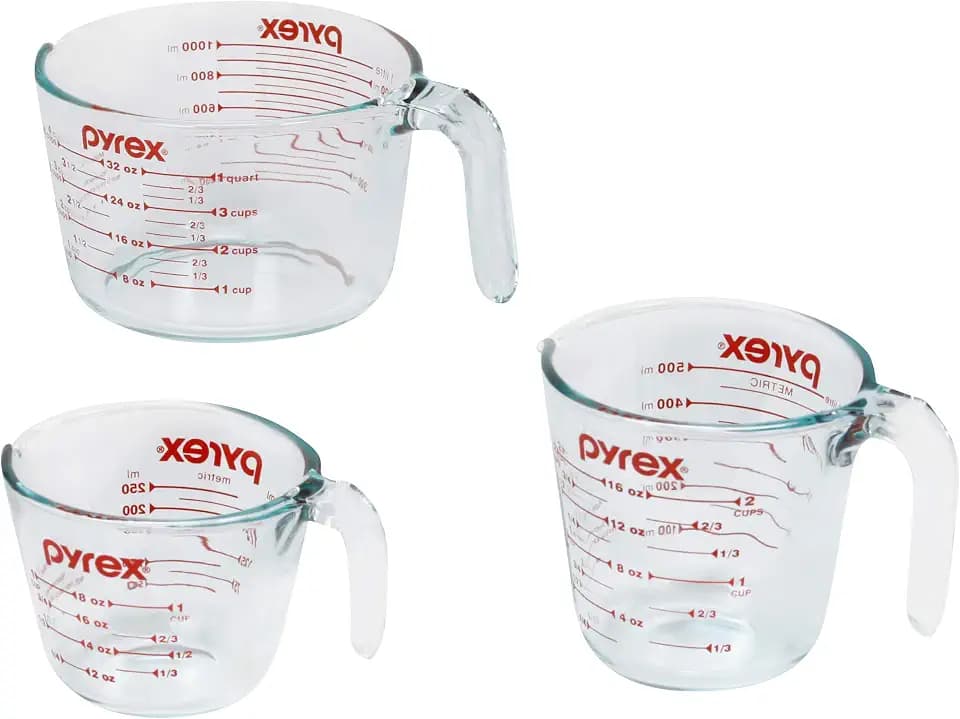 Pyrex Essentials (3-Pack) Glass Measuring Cups Set (1, 2 & 4 Cup)