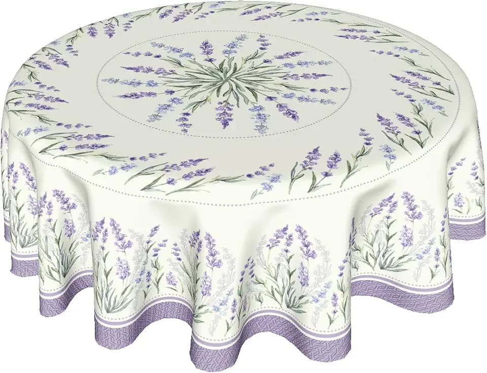 Purple Lavender Floral Tablecloth Round 60 Inch,Spring Summer Flower Polyester Circle Table Cloth Wrinkle Stain Resistant Washable Table Cover for Kitchen Dining Room Party Picnic