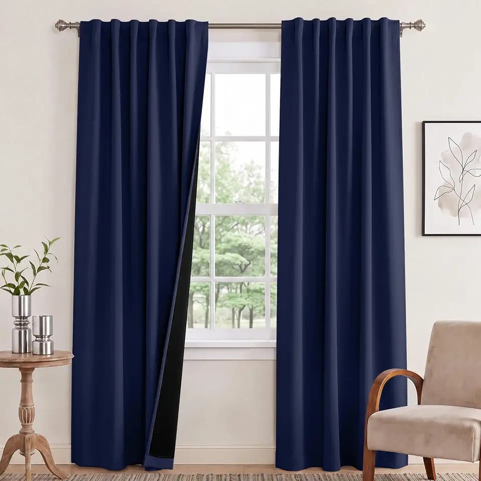NICETOWN Navy Blue Blackout Curtains 52 x 84 inches Length for Bedroom