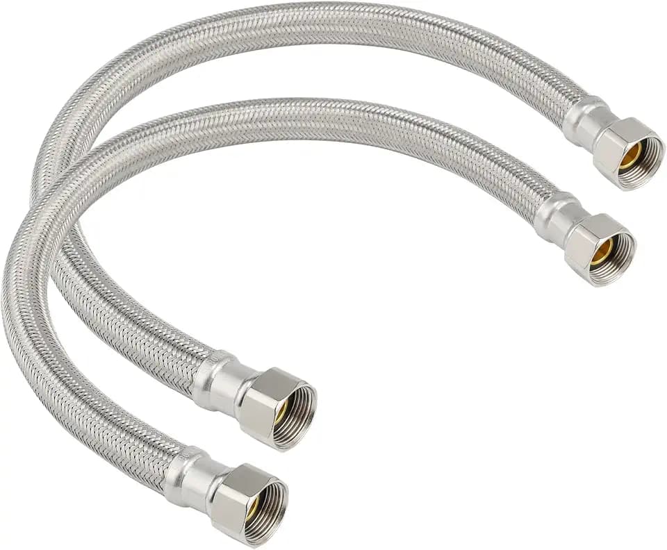 24" Water Heater Connector Hose, 3/4" FIP x 3/4" FIP, Stainless, 2pcs