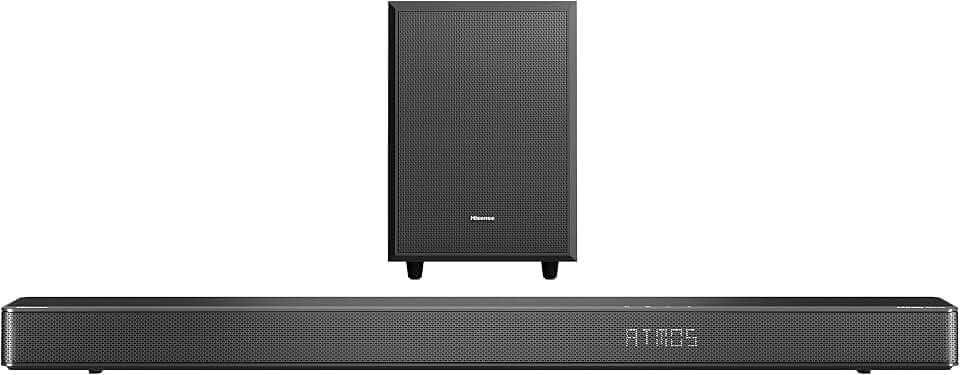 Hisense AX3120G 3.1.2 Soundbar mit kabellosem Subwoofer, 360W, Dolby Digital Plus, Dolby Atmos, Bluetooth, HDMI eARC/Optical/AUX/USB, Schwarz (2024)