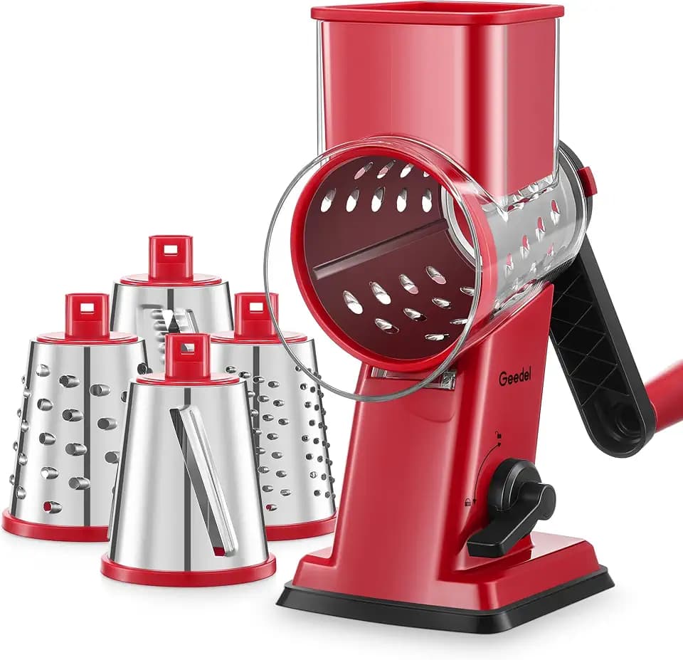Geedel Upgraded Rotary Cheese Grater Hand Crank, Vegetable Shredder Slicer
