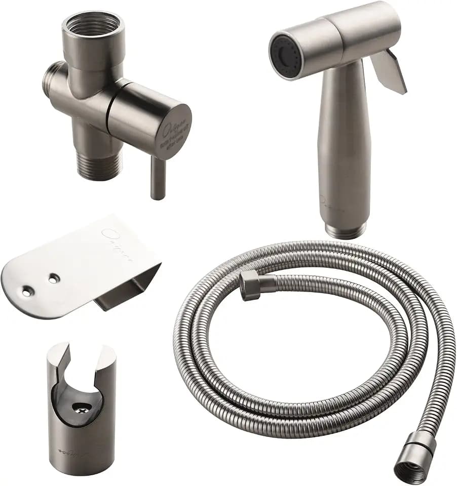 Brushed Nickel Hand Held Bidet Sprayer Diaper Shattaf Complete Set