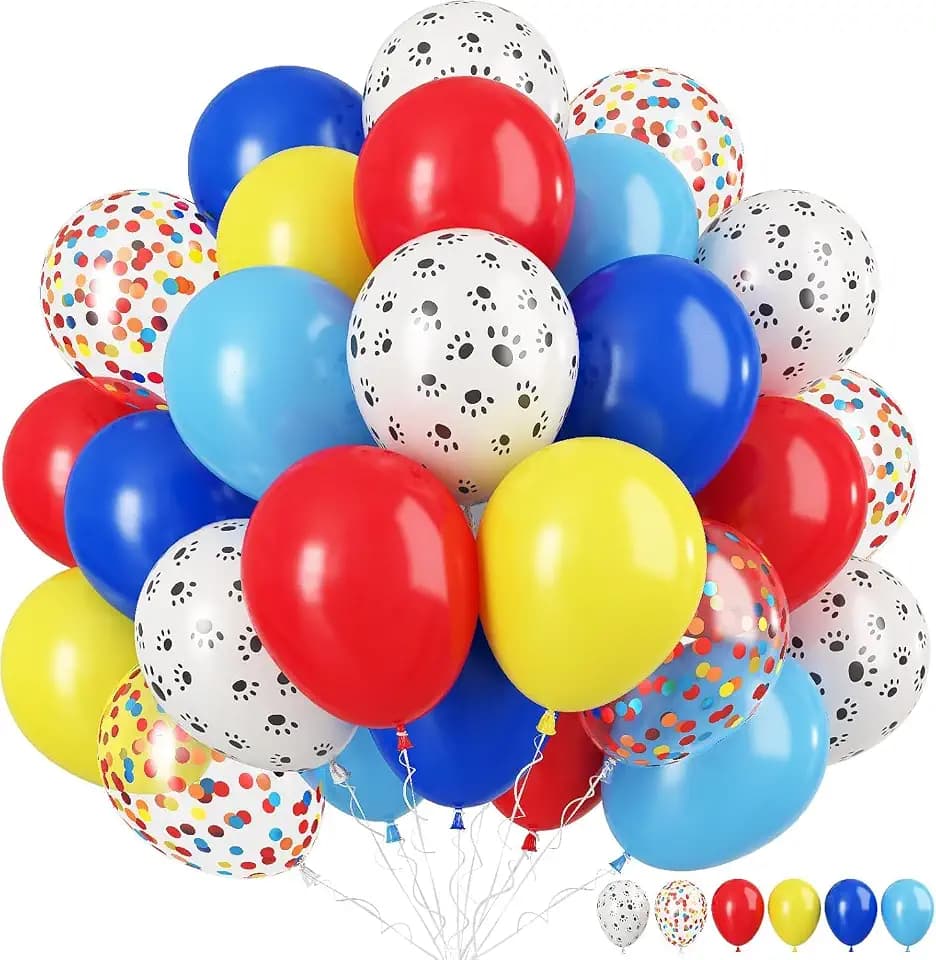 Dog Paw Print Balloons 12 Inch Red Blue Yellow Confetti Latex Party Balloon
