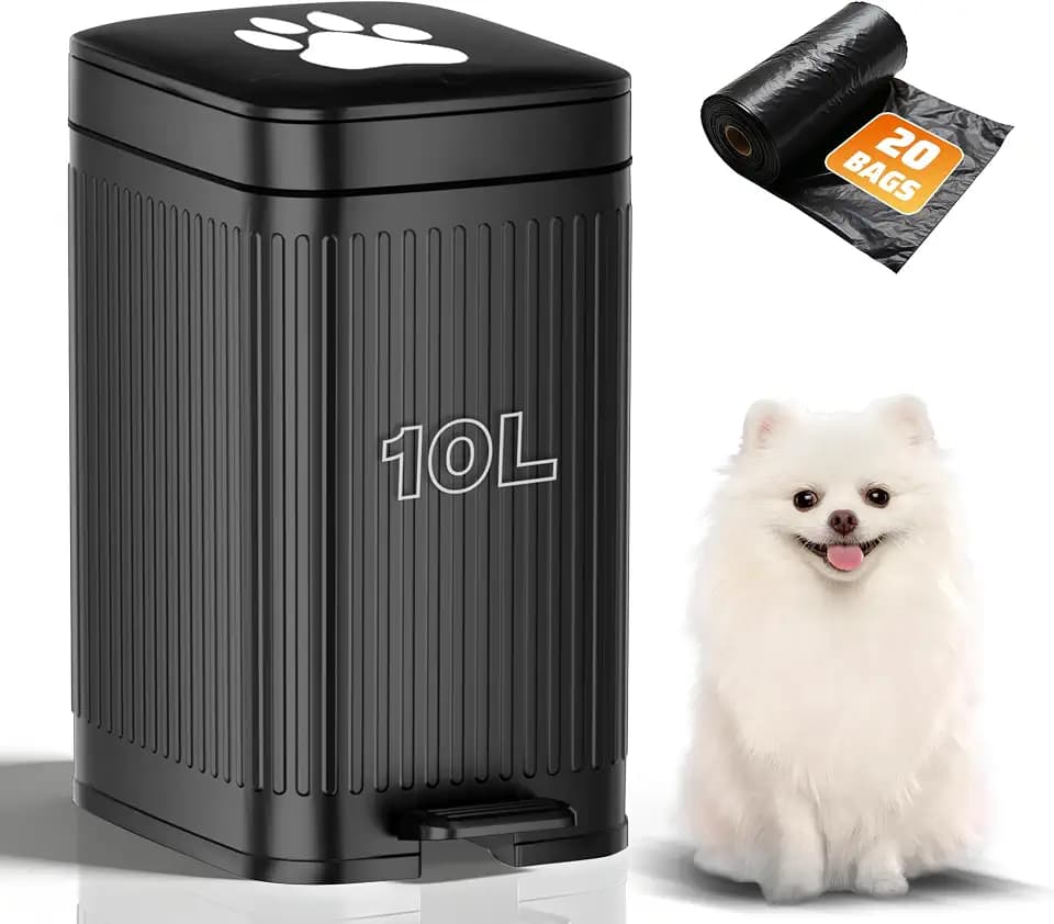 Dog Poop Trash Can Outside 2.7Gal Dog Waste Trash Can with Lid Odor Control