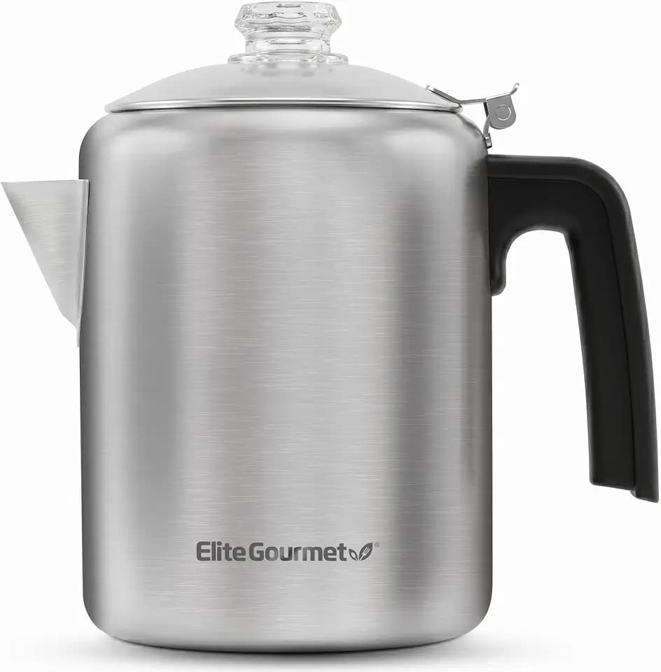 Elite Gourmet 8-Cup Stovetop Coffee Percolator, Clear Glass Brew Knob