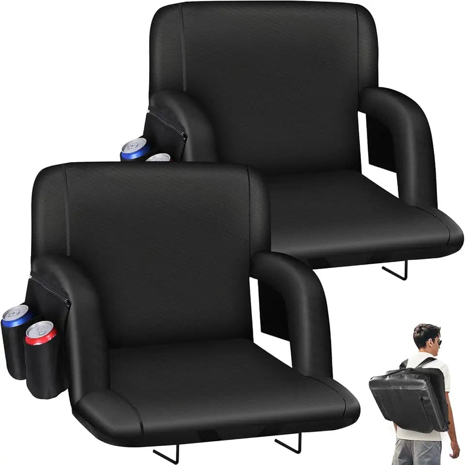 Stadium Seats with Back Support, 2.6'' Thick Pad,6 Reclining Positions-2pcs