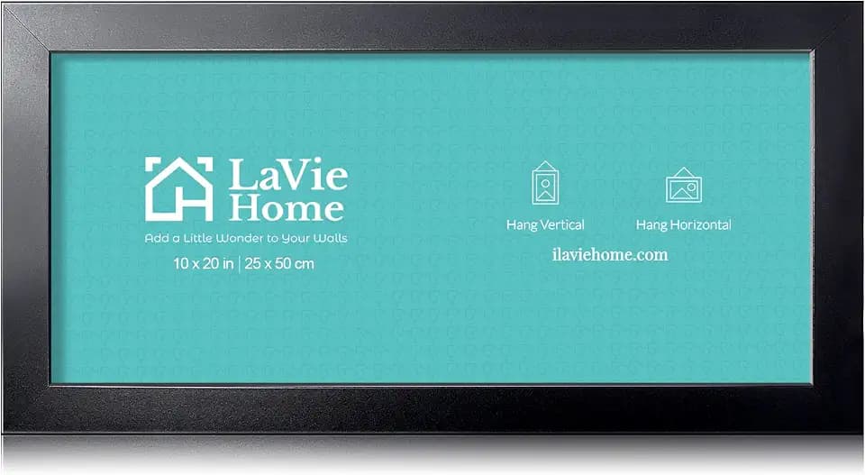 LaVie Home 10x20 Picture Frame Black, Panoramic Picture Frame for Wall Decoration, Classic Black Minimalist Style Suitable for Decorating Houses, Offices, Hotels(1 Pack)