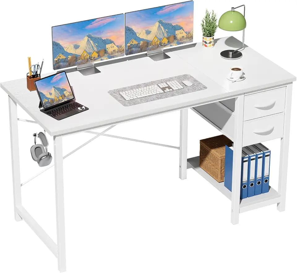 47-Inch Computer Desk with Drawers for Home Office, White