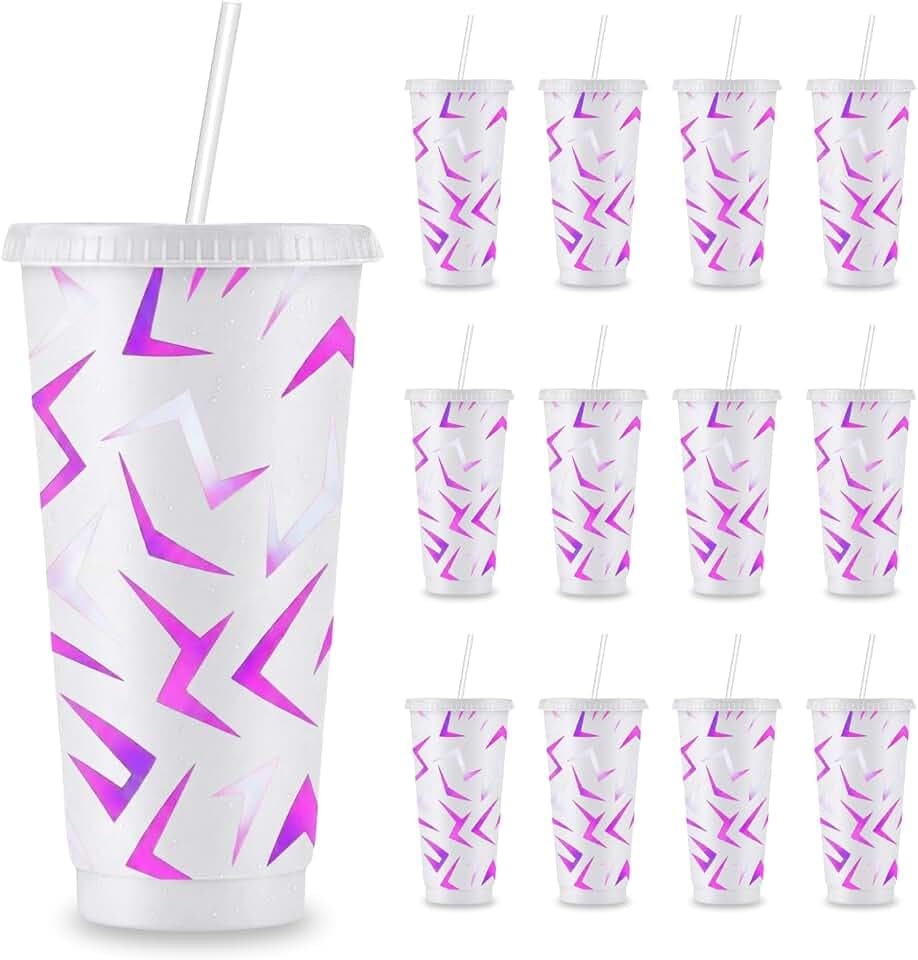 12pcs K Demon Party Favors Plastic Cups with Lids and Straws | K Demon Theme Favors | Reusable Tumbler | K Pop Iced Coffee Travel Cups | Mug Water Bottle Birthday Supplies | 24oz