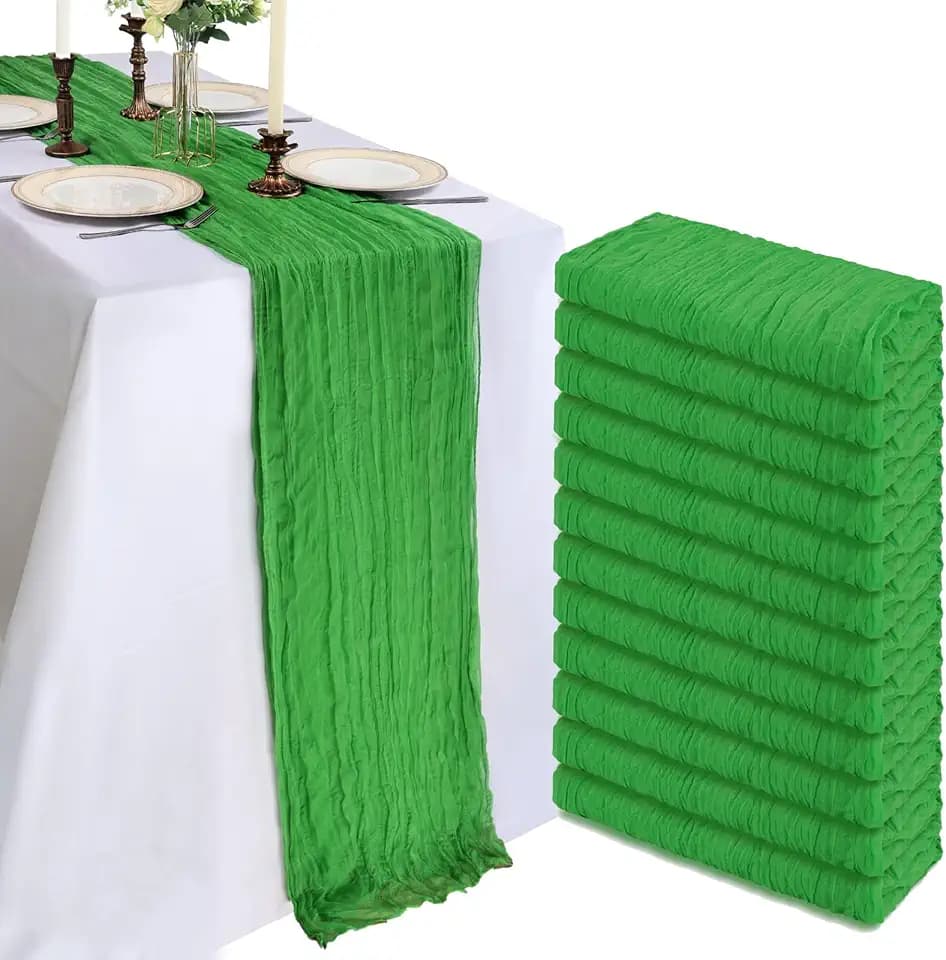 12 Pack 10Ft Green Cheesecloth Table Runner 23 x 120 Inch