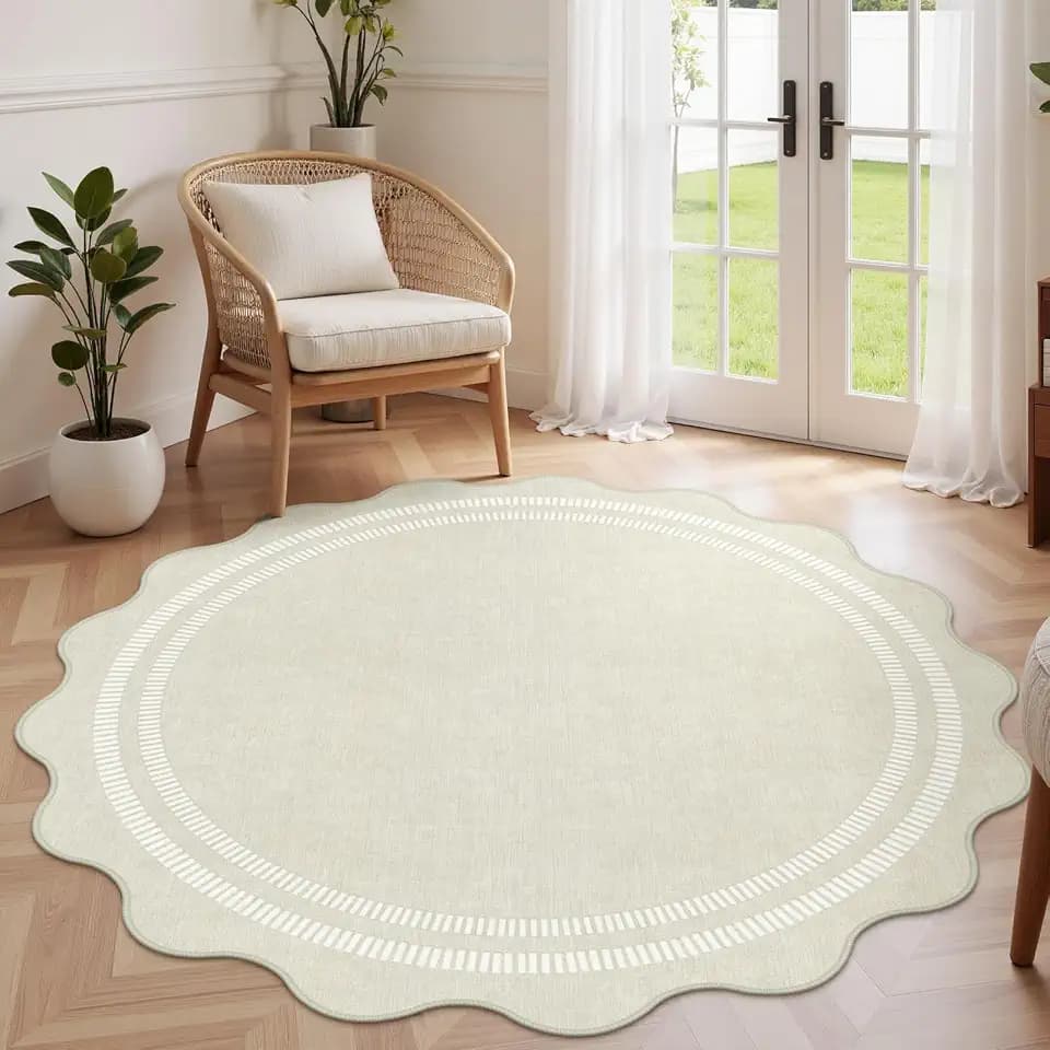 Round Area Rugs 5ft Living Room Washable Rug