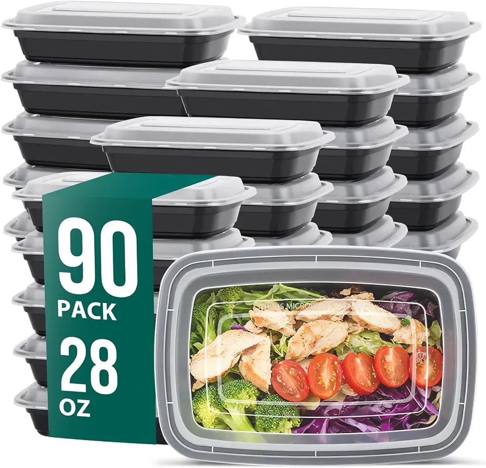 FUHITIM 90 Pack 28 oz Disposable Containers with Lids, Meal Prep Containers,Sturdy Leakproof & Food Safe, Microwave, Freezer, Dishwasher Safe Food Storage Containers with Lids Easy Open
