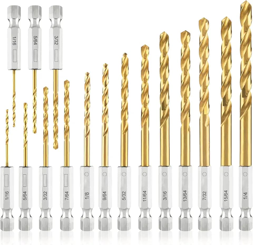 amoolo Impact Drill Bit Set, 1/16"-1/4", 16pcs