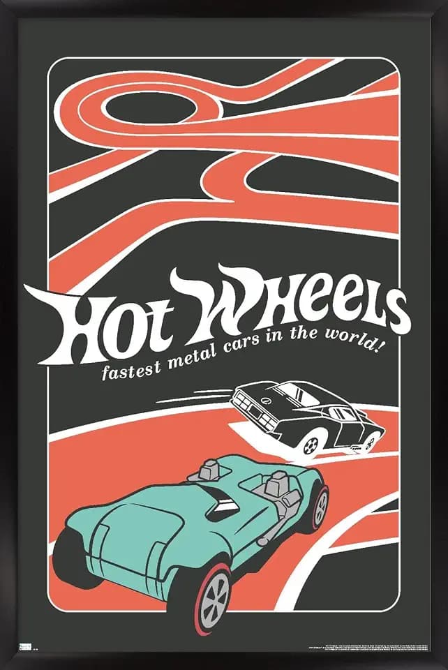 Trends International Mattel Hot Wheels - Red Minimalist Wall Poster, 34L x 22.4W, Black Framed Version