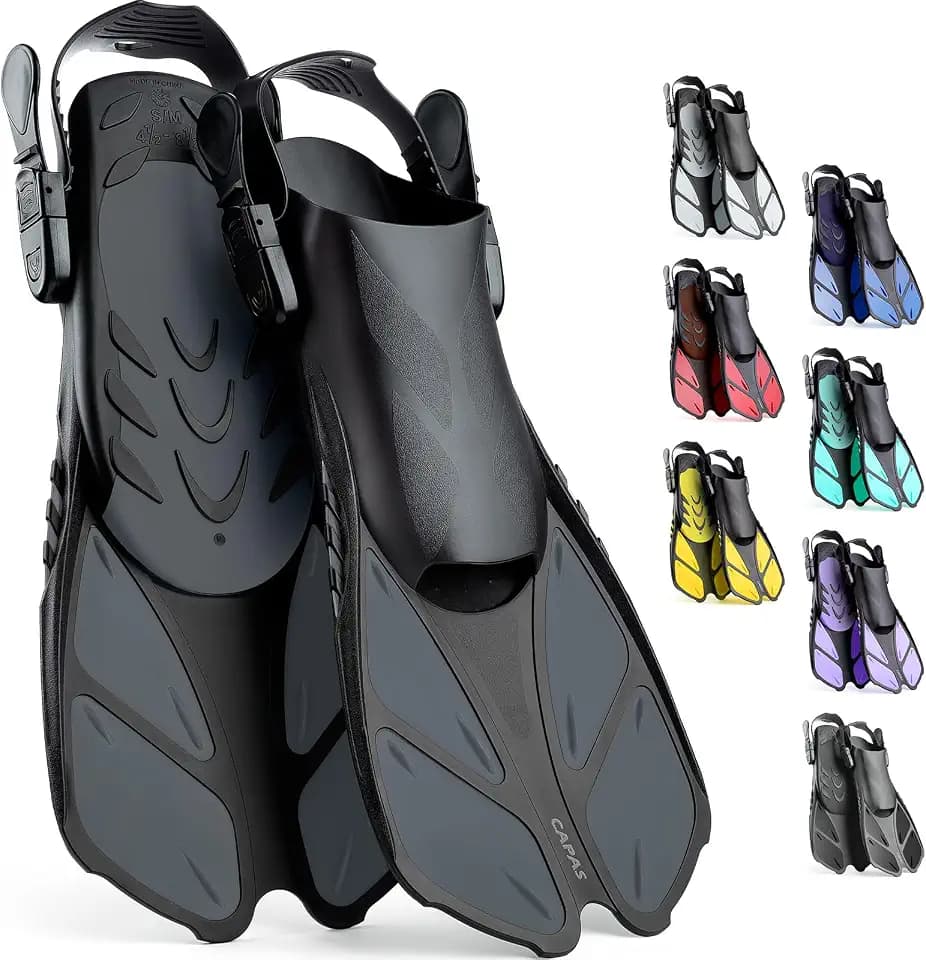 CAPAS Snorkel Fins, Travel Size Short Flippers for Snorkeling Swimming