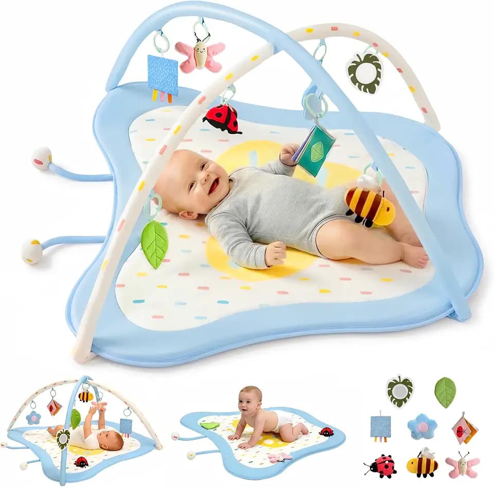 Pamo Babe Baby Play Gym & Activity Mat with 8 Montessori Toys