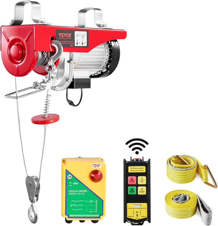VEVOR 880lbs Electric Hoist with Wireless Remote Control, 110v Electric Hoist with Remote Control, 40ft/20ft Lifting Height Motor, for Garage Warehouse Factory