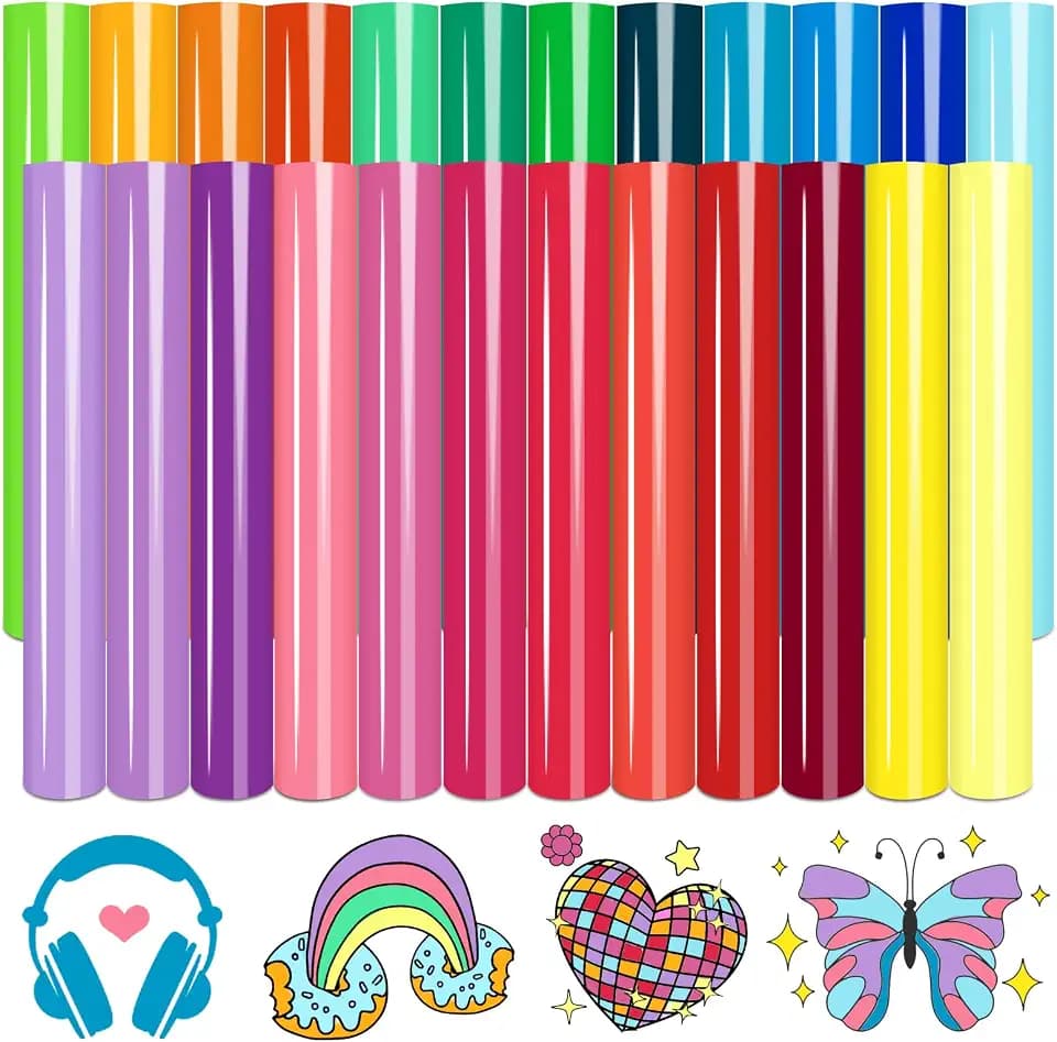 Tintnut Bright Color Heat Transfer Vinyl, 24 Sheets 12×10in Iron on Vinyl