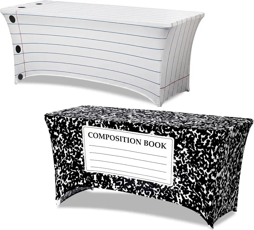 Frienda 2 Pcs Back to School Tablecloth 6 ft Composition Book Table Cover