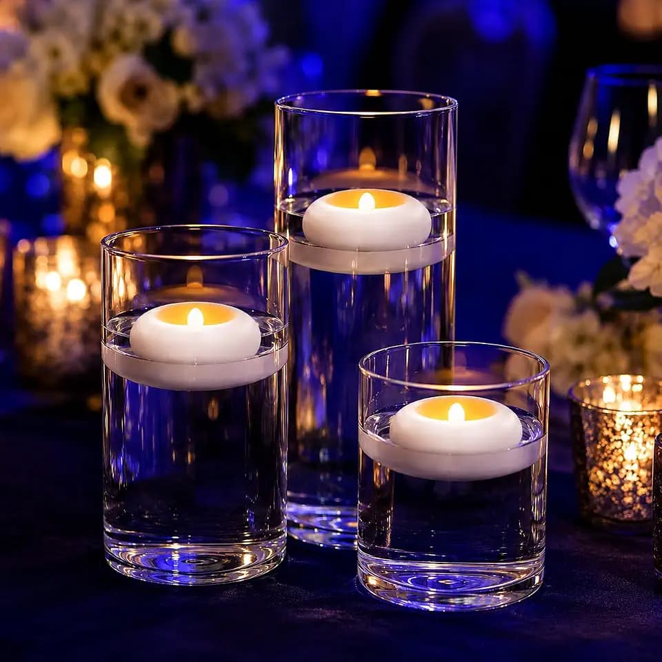 QQFCTOO 24 Pack LED Floating Candles, Water-Activated Flameless Candles, Waterproof Battery Operated Candles for Pool, Bath, Wedding, Party & Festival Decor