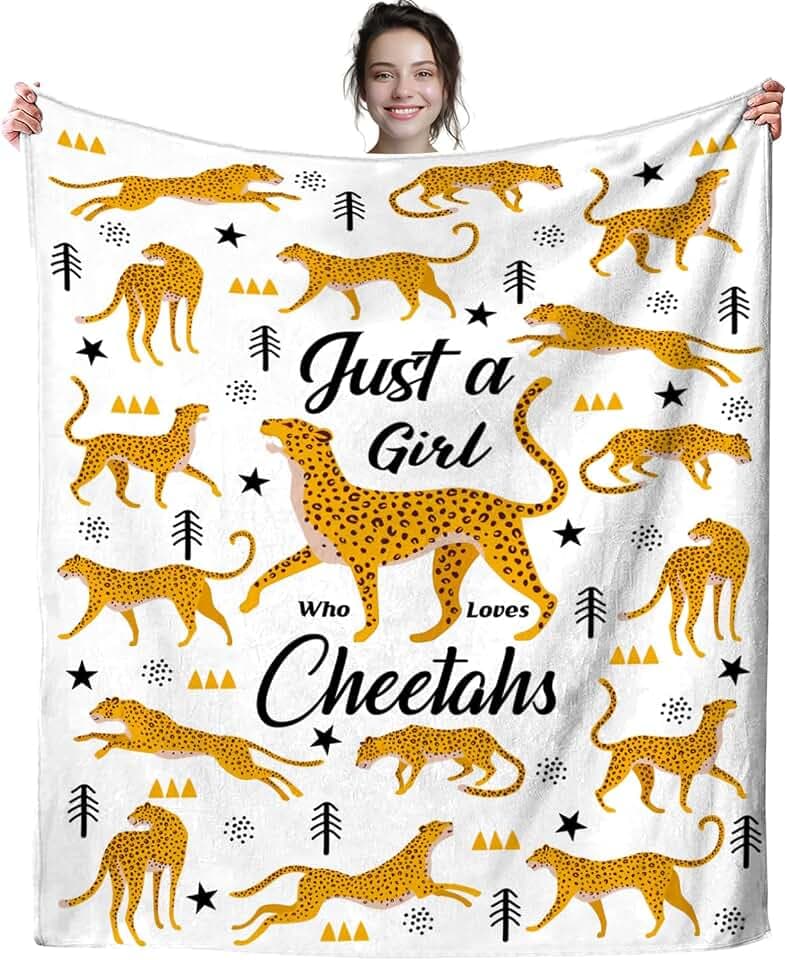Cheetah Blanket Plush Gifts Just A Girl Who Loves Cheetah Blankets Ultra Soft Cozy Flannel Throw Blankets Bedding for Kids Girls Adults Women Gifts 50" x40