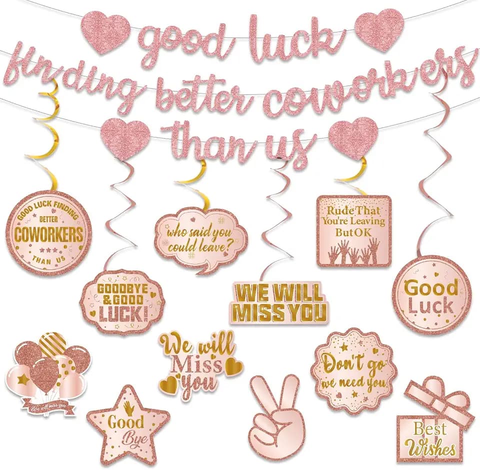 Pink Rose Good Luck Finding Better Coworkers Than Us Party Decorations